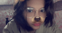 a girl wearing glasses and a dog nose mask