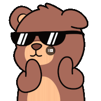 a cartoon teddy bear wearing sunglasses and a youtube icon