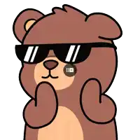a cartoon teddy bear wearing sunglasses and a youtube icon