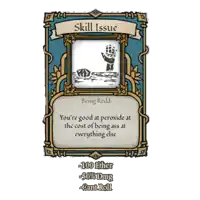 a card that says skill issue with a picture of a hand