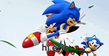 a picture of sonic the hedgehog and shadow the hedgehog with the words hi eric on the bottom