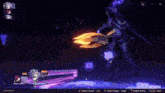 a screenshot of a video game with a purple background and a few lines
