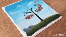 a painting of a tree on a hill is made by animatica