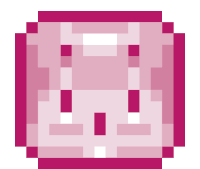 a pixel art drawing of a pink square with a white square in the middle
