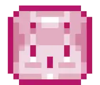 a pixel art drawing of a pink square with a white square in the middle