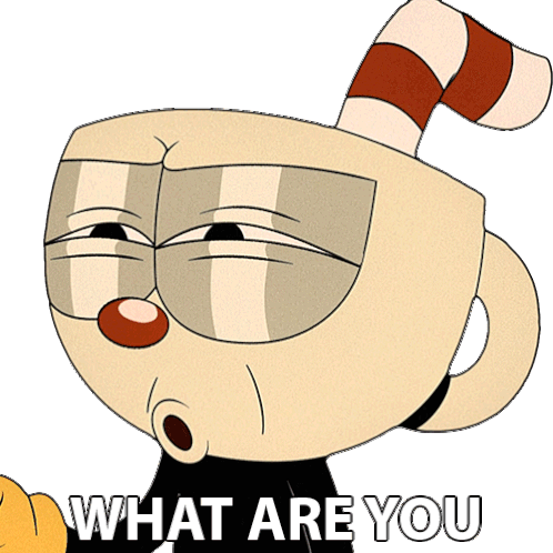 What Are You Wearing Cuphead Sticker - What Are You Wearing Cuphead The Cuphead Show Stickers