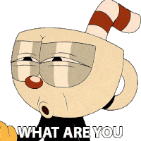 What Are You Wearing Cuphead Sticker - What Are You Wearing Cuphead The Cuphead Show Stickers