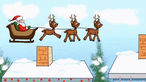 christmas reindeers flying