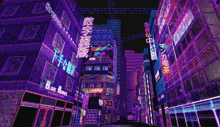 a purple city with a sign that says " broken " on it