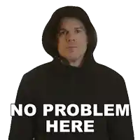 a man wearing a hooded jacket says " no problem here "