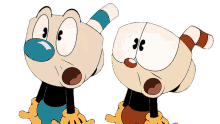 look at each other cuphead mugman the cuphead show glance at each other