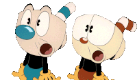 Look At Each Other Cuphead Sticker - Look At Each Other Cuphead Mugman Stickers