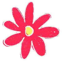 a red flower with a yellow center and white outline