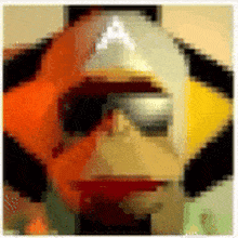 a pixelated image of a monkey 's face with a letter a on it