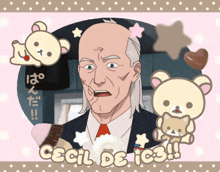 a picture of a bald man with the words cecil de ics