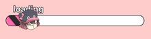 a pink and black loading bar with a girl in a hat on it
