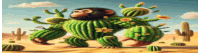 a cartoon of a monkey made out of cactus
