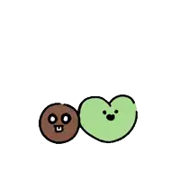 a cartoon of a worm and a heart with angry faces .