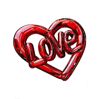 a green heart shaped balloon with the word love on it