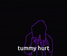 a pixel art drawing of a person with the words tummy hurt