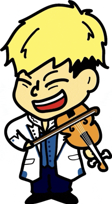 a cartoon of a man playing a violin with his eyes closed