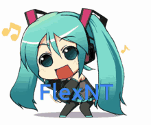 a cartoon of a girl with the word flexnt on the bottom