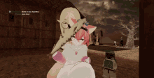 a screenshot of a video game shows a girl wearing a mask