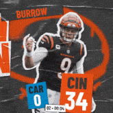 a picture of a football player with the name burrow on the top