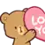 a brown teddy bear is holding a pink heart that says `` love you '' .