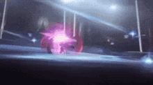 a purple light is coming out of a purple object