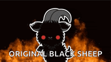 a picture of a black sheep with red eyes and the words original black sheep below it