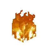 a pixel art drawing of a fire block in minecraft .