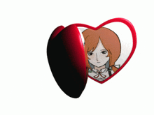 a heart shaped mirror shows two anime girls