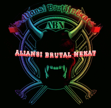 a logo for alliance brutal nekat with a devil face