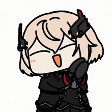 a cartoon drawing of a girl wearing a black outfit