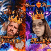 a man and a woman with crowns on their heads with the words king tiger and queen tiger above them