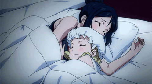 lez anime kiss bed