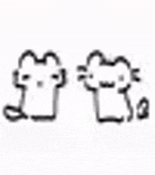 a black and white drawing of a cat and a mouse on a white background .
