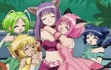 Tokyo Mew Mew Anime Hug GIF - Tokyo Mew Mew Anime Hug Group Hug GIFs