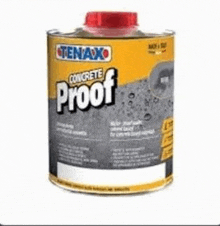 a bottle of concrete proof is sitting on a white surface .
