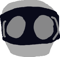 a drawing of a person wearing a black mask