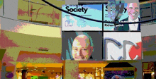 a sign that says ' society ' on it with a picture of a man