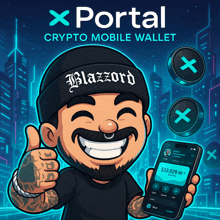 a cartoon of a man wearing a beanie with the word blazzard on it
