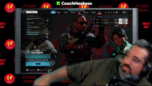 a man playing call of duty warzone on a computer monitor