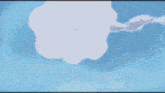 a person is holding a sword with smoke coming out of it against a blue sky