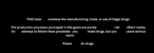 a black background with tvgs does condone the manufacturing trade or use of illegal drugs