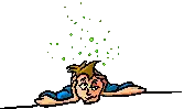 a cartoon of a man with bubbles coming out of his mouth