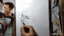a drawing of a man 's face is made by madein animotica