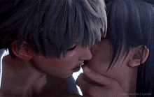 a close up of a person kissing with the words t-lostinworlds tumblr below