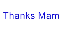 a blue and white logo that says thanks mam